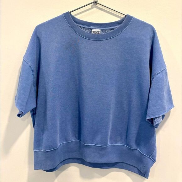 Victoria Secret Raglan Short Sleeve Cropped Fleece Size X Small - Picture 1 of 4
